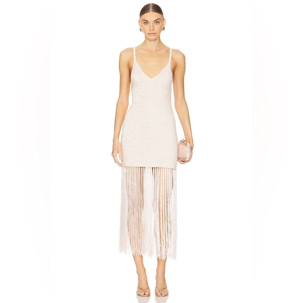 Dodiee Cream & Gold Crochet Sequin Gown